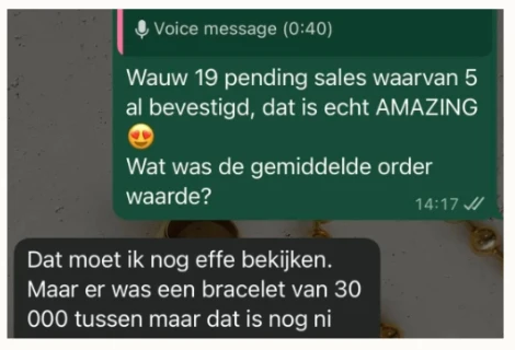 Client WhatsApp review: 19 pending sales, 5 already confirmed